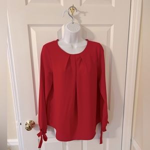 Red Long Sleeve Blouse - Medium